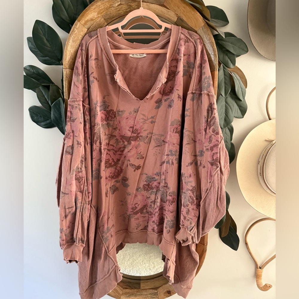 Free People Oversized Floral Sweatshirt
